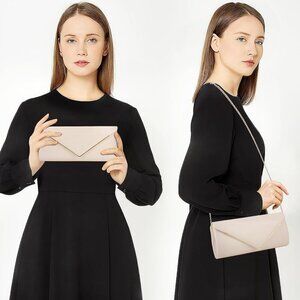 🆕Women's Nude Clutch Purses Sparkling Envelope Evening Bag Detachable Chain
